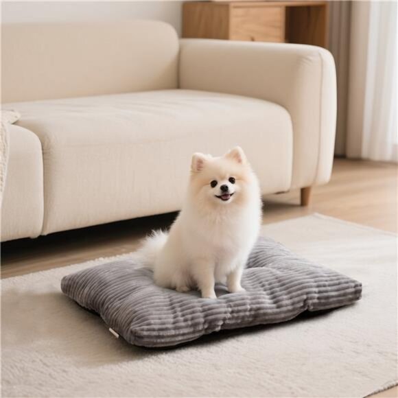 Washable Dog Bed Deluxe Plush Dog Crate Beds Comfy Pad Anti-Slip Pet  21"L x 17" - Picture 5 of 7